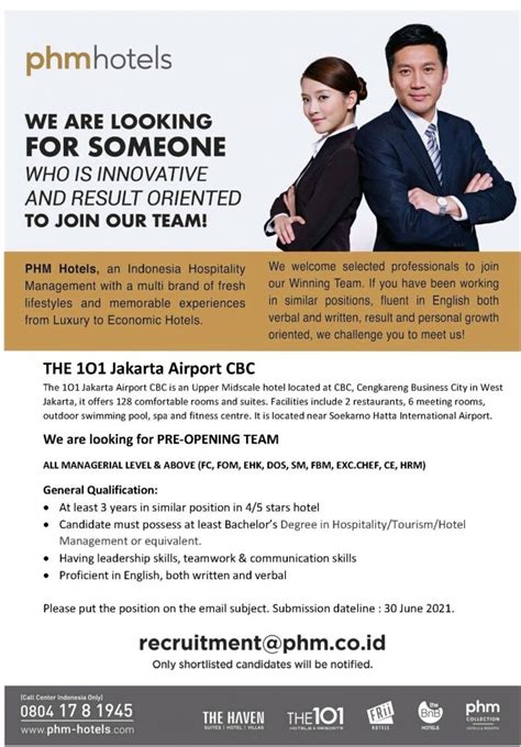 hotel 101 job hiring|Hotel 101 Management Corp. .